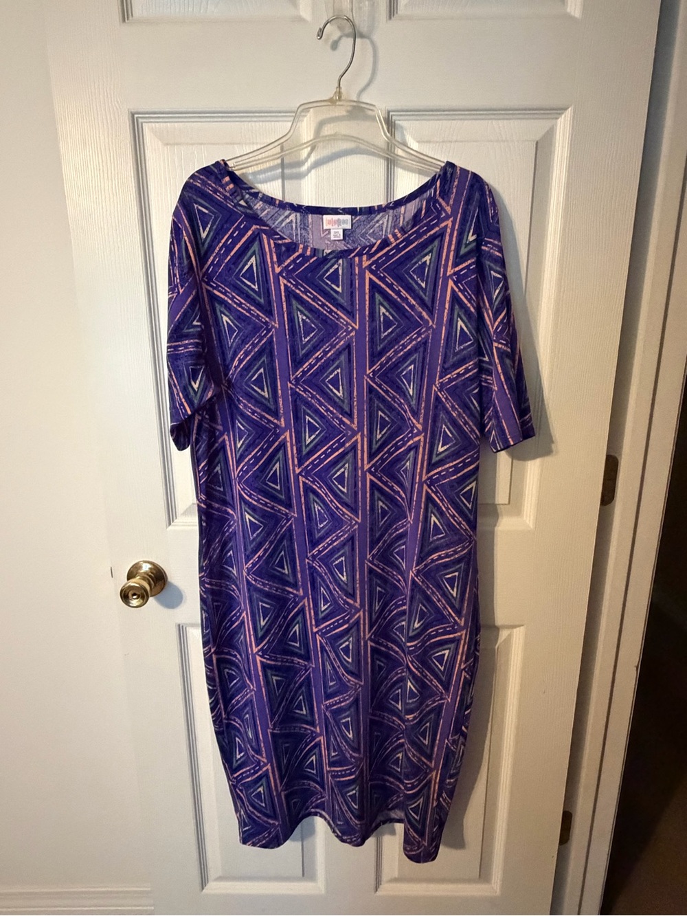 LuLaRoe Purple and Pink Geometric Midi Dress